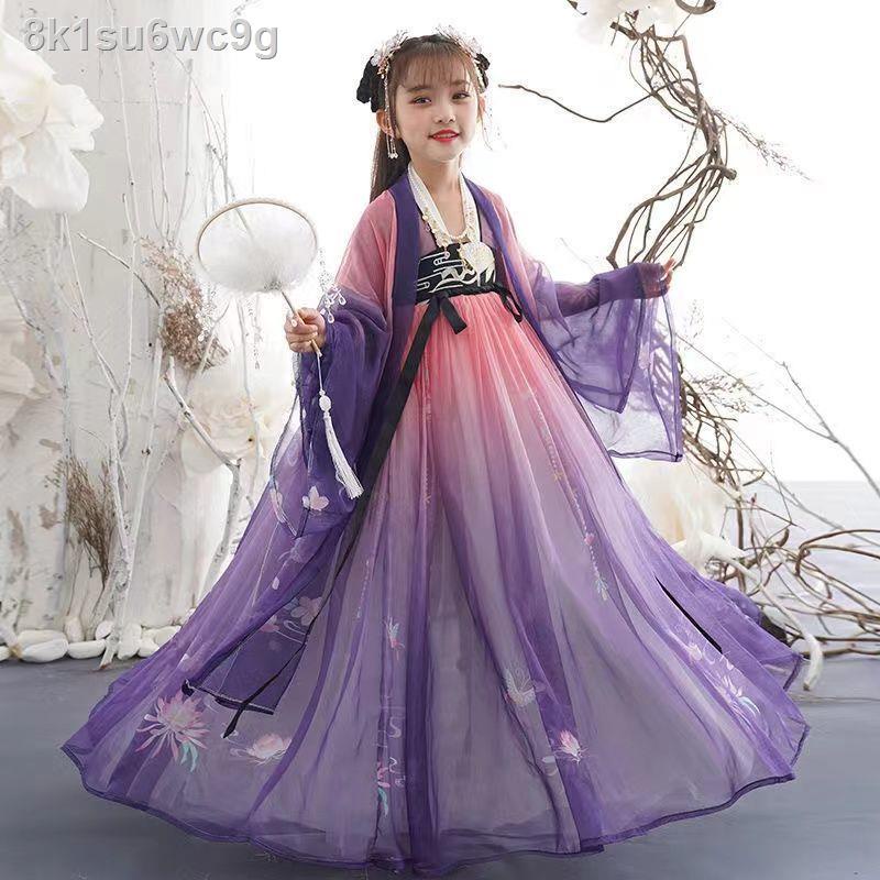♞ ✴ ❂ ♦Hanfu trang phục cổ trang của cô gái Trung Quốc ăn mặc mùa hè quần áo trẻ em dài tay phong