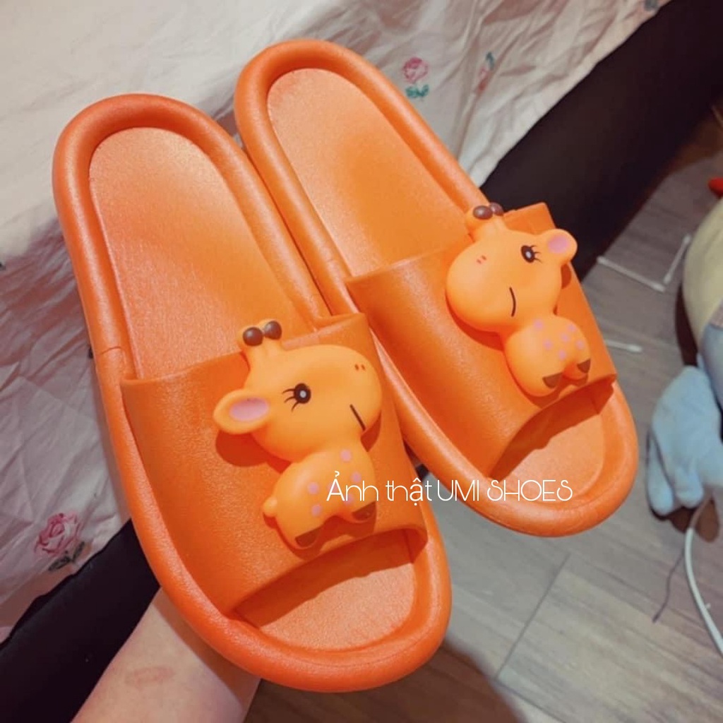 [LOẠI 1-ĐẾ DÀY] Dép bánh mì ulzzang quai ngang đế bằng cao 4cm hình gấu cute đơn giản màu đen/kem/hồng mới xinh đẹp hot