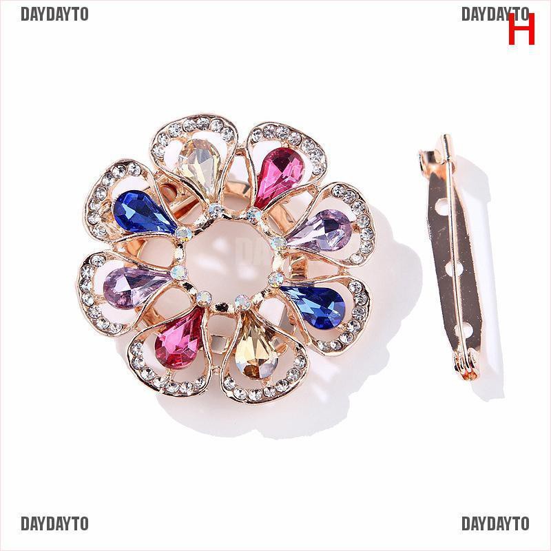Ghim Cài Áo Hình Vòng Hoa Đính Đá Nhiều Màu Thời Trang