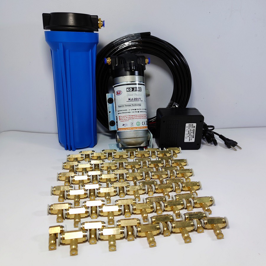 Hệ thống phun sương 60 đầu phun - Bơm Hawin KJ 2000