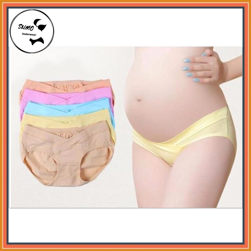 Quần lót bầu chất cotton, cạp vát chéo giúp bà bầu dễ chịu, không tức bụng.