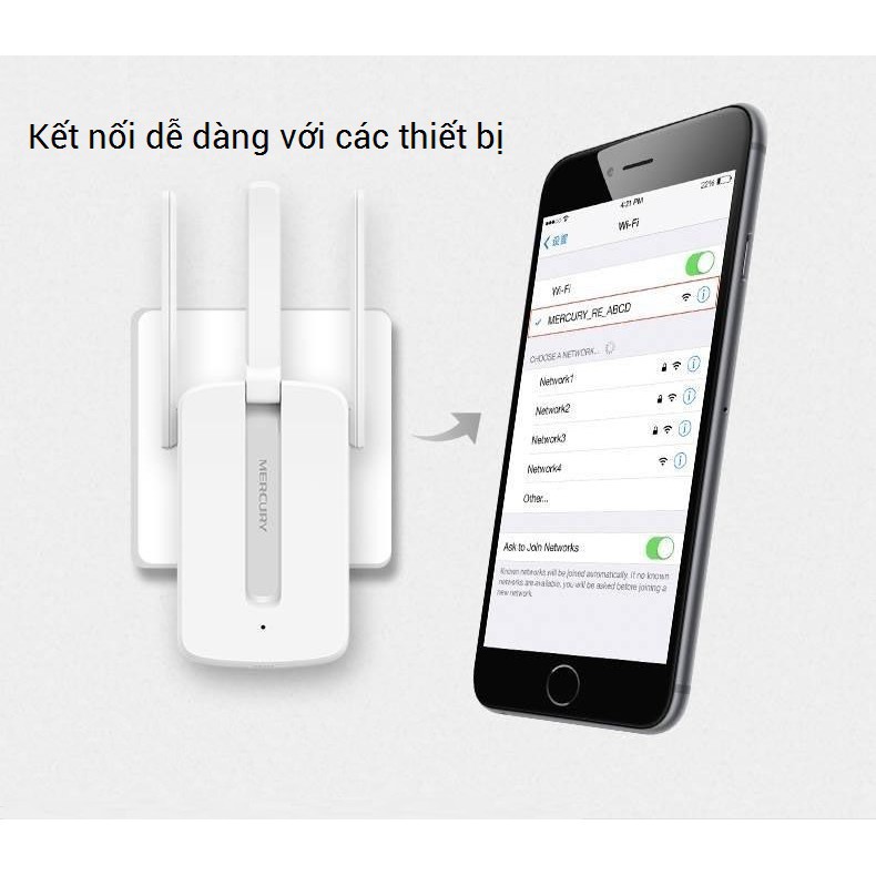 Bộ kích Wifi Mercury 3 râu - Hàng Nhập Khẩu chính hãng, kích cực mạnh tới 300m, tốc độ 30MBPS, nhỏ gọn mã skuu AQ4267 | BigBuy360 - bigbuy360.vn