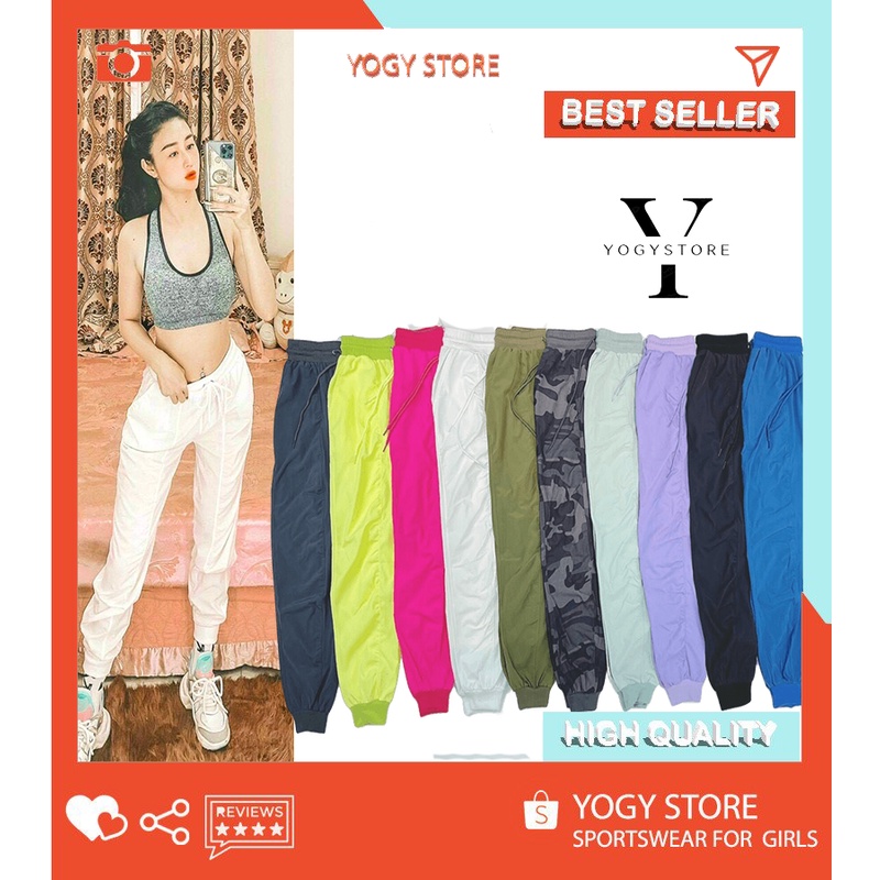 Quần dài jogger thể thao nhún Gym Zumba nữ chất thun xi dù mềm nhẹ, co dãn 4 chiều tốt, nhẹ, siêu đẹp.