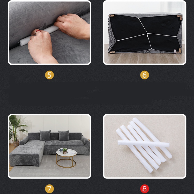 Vỏ Bọc Ghế Sofa 1/2/3/4 Chỗ Ngồi Hình Chữ L Phủ Lông Nhung Co Giãn Trang Trí Nhà Cửa