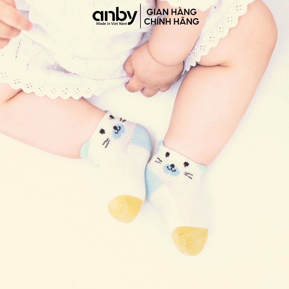 Set 5 đôi tất lưới trẻ em ANBY cotton chống trượt cho bé từ sơ sinh đến 2 tuổi