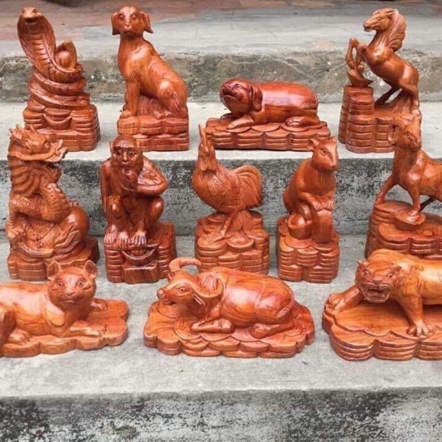 Tượng con giáp gỗ hương - bán lẻ
