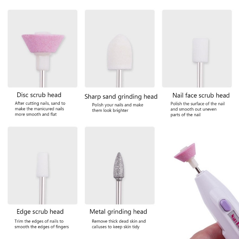 Sa Bộ Máy Mài Móng Điện Tử Cầm Tay Hình Bút Chì + 5 Mũi Khoan Chuyên Dụng