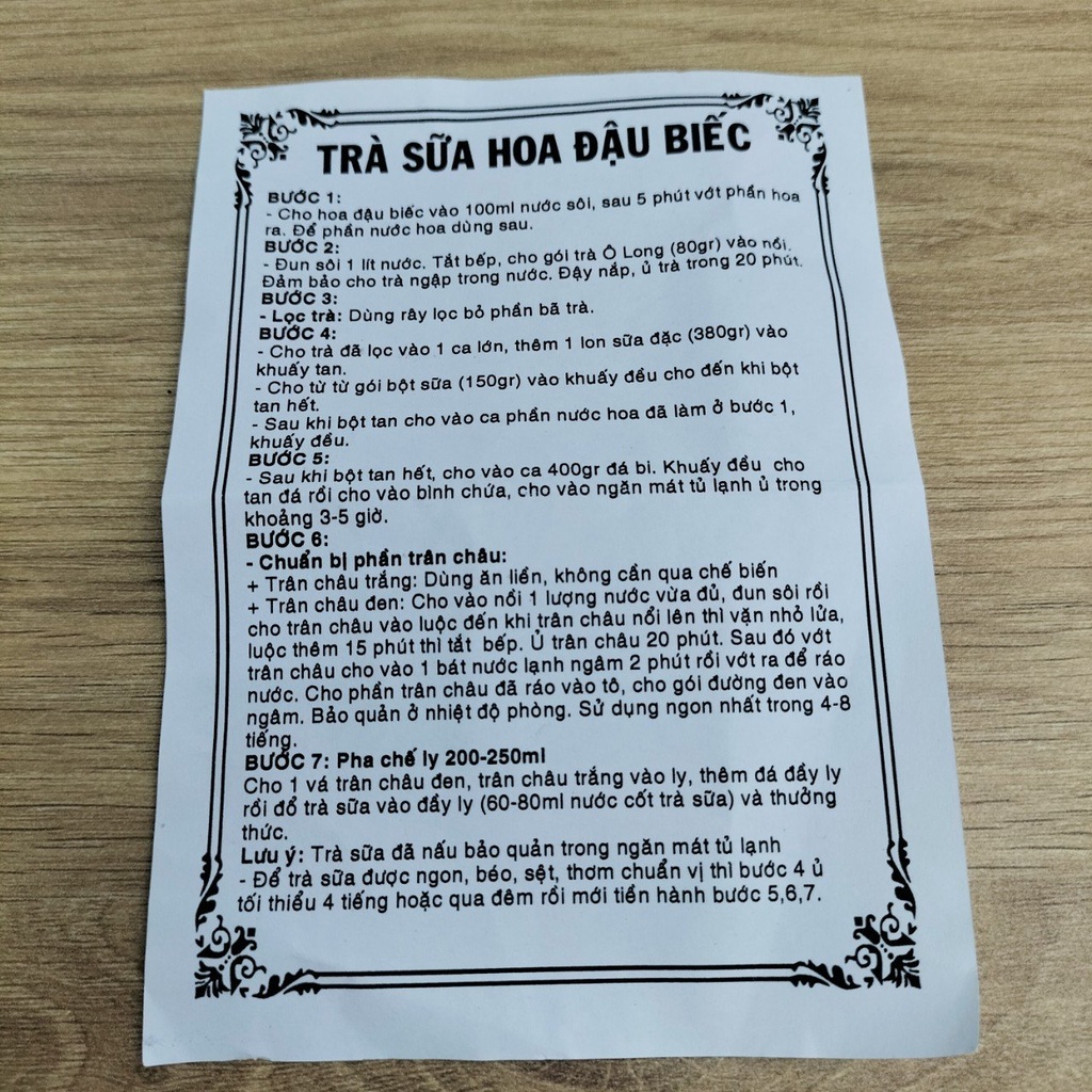 Set Nguyên Liệu Nấu Trà Sữa Trân Châu Hoa Đậu Biếc 500gr Siêu Hót ( Nấu 8-10 Ly)