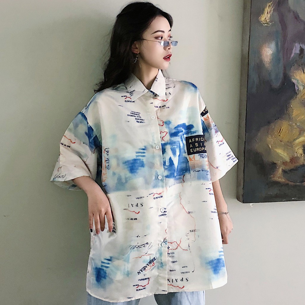 Áo Sơ Mi Polo Nữ Họa Tiết Graffiti Phong Cách Hàn Quốc | BigBuy360 - bigbuy360.vn