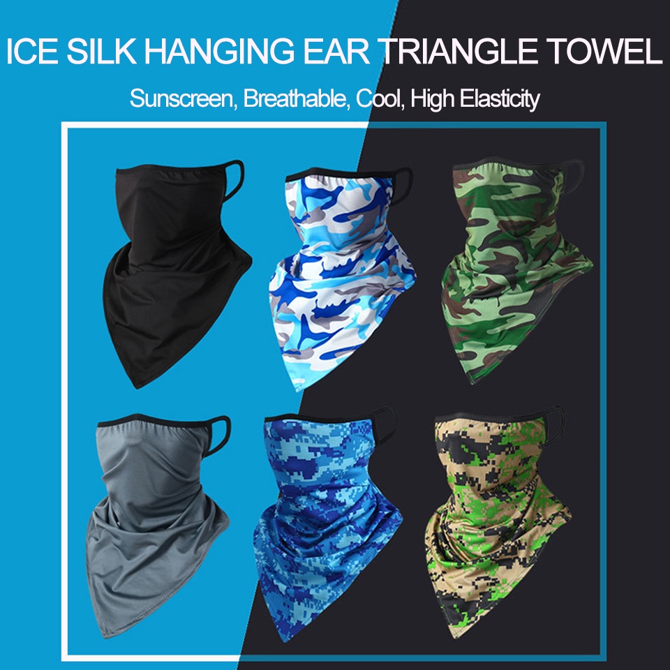 Khăn Quàng Cổ Thể Thao Hình Tam Giác Bằng Lụa Lạnh Chống Nắng Mùa Hè