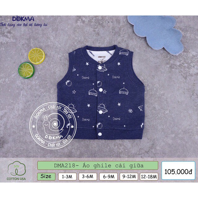 [Mã FAXANH245 giảm 10K đơn 50K] Áo gile 2 lớp cài giữa Dokma cotton 100% DMA218