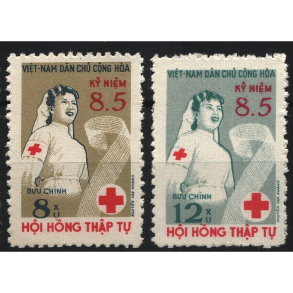 Tem sưu tập MS 069 Tem Việt Nam Kỷ niệm Hội Chữ thập đỏ Quốc tế 1960 ( 2 tem )