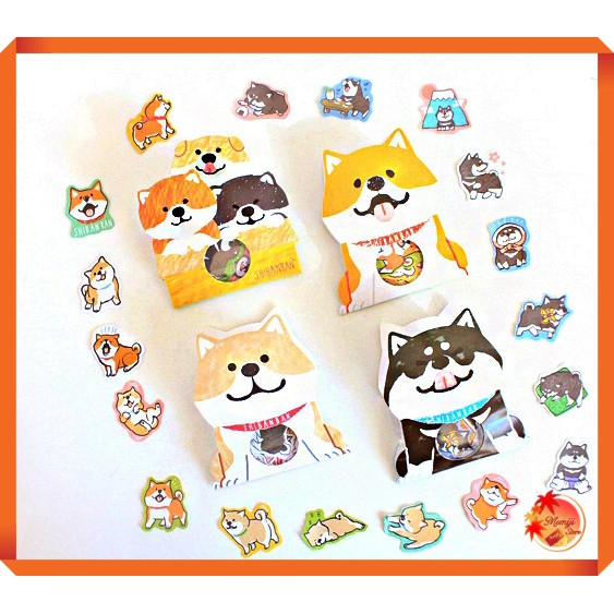 30 Miếng Sticker Chó Shiba Inu & Husky Siêu Dễ Thương