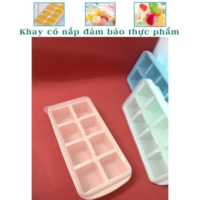 Khay đá 8 viên nhựa dẻo Việt Nhật có nắp đậy
