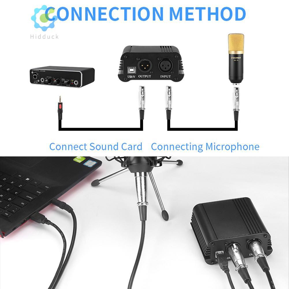 Hidduck✡48V Phantom Power Supply USB Power Adapter for Micro Condenser Microphone✡COD