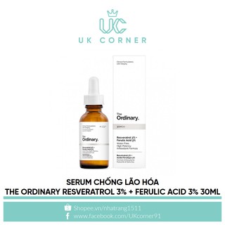 [Bill UK]Tinh chất chống lão hóa The Ordinary Resveratrol 3% + Ferulic Acid 3% 30ml