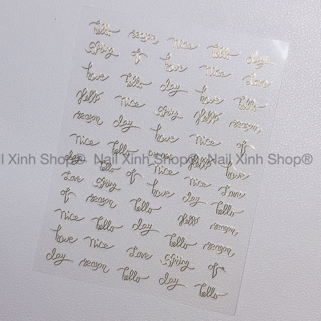 Nail sticker chữ màu gold, phụ kiện nail chuyên dụng, nail art 2020