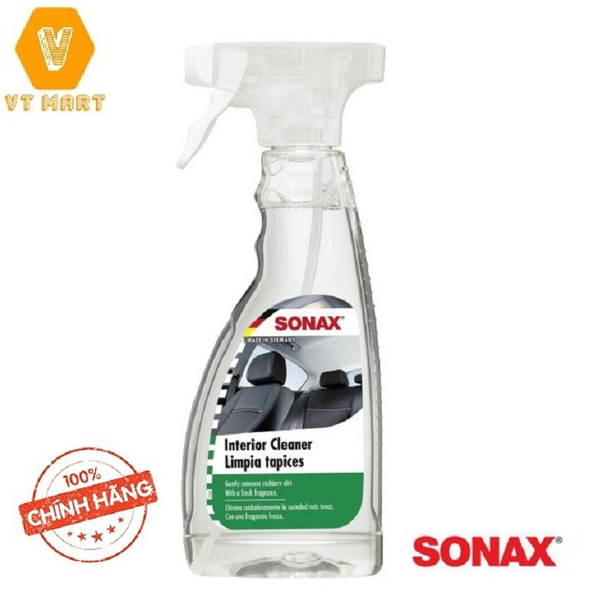 Dung dịch làm sạch nội thất xe Sonax Interior Cleaner 500ml 321200 làm sạch dễ dàng và toàn diện các vết bẩn cứng đầu.