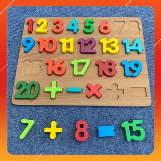 Bảng chữ số từ 1-20 bằng gỗ - đồ chơi gỗ montessori phát triển trí tuệ cho bé