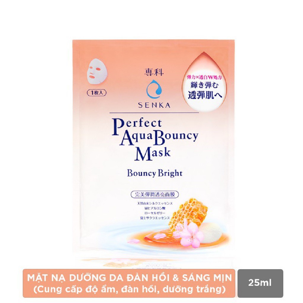 [HB Gift] Mặt Nạ Dưỡng Da Đàn Hồi Và Sáng Mịn Senka Aqua Bouncy Bright Mask 25ml