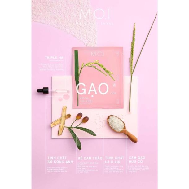 3 Hộp Mặt Nạ Gạo Tinh Khiết M.O.I giúp sáng da, dưỡng ẩm, thải độc