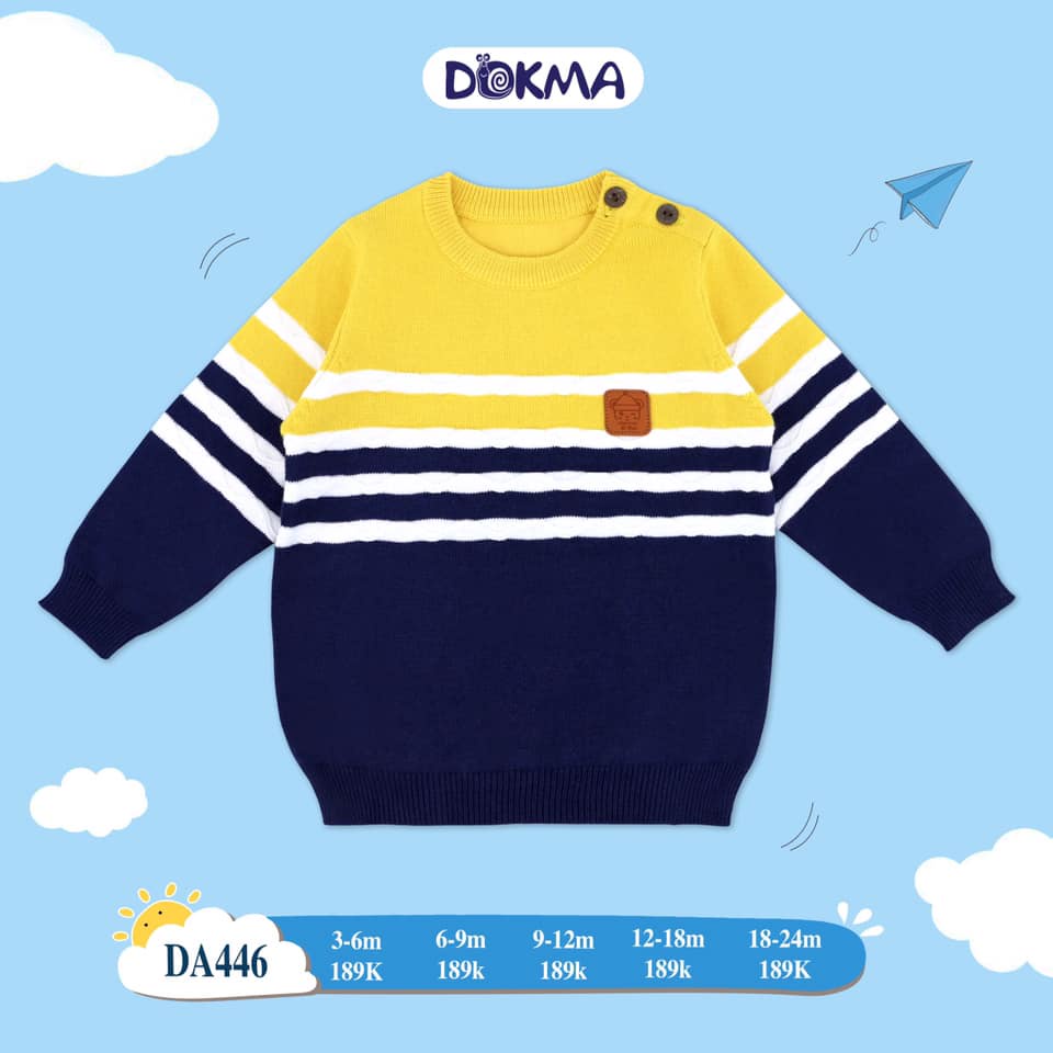 Dokma- Áo len cài vai dài tay BT (6-24M) DA446