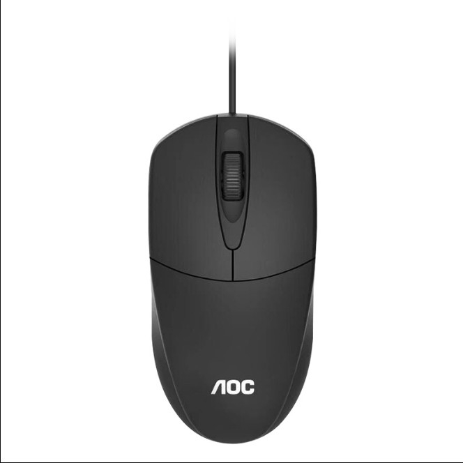 Chuột AOC MS121 có dây USB cảm biến quang học hiệu suất cao 1200 DPI với bề mặt mịn & con lăn cao su