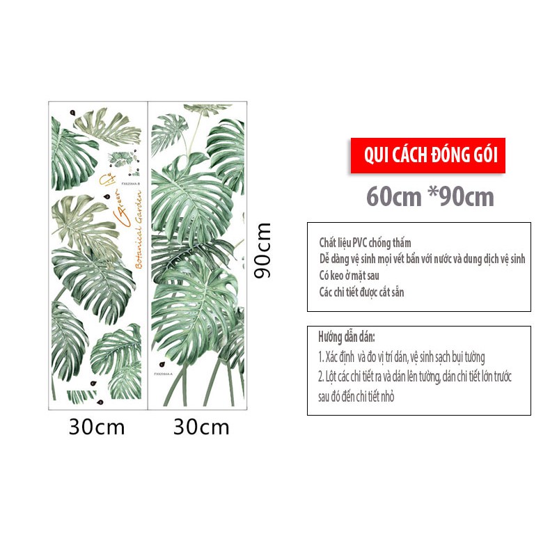 Decal dán tường Sticker mẫu hoa lá ZH031