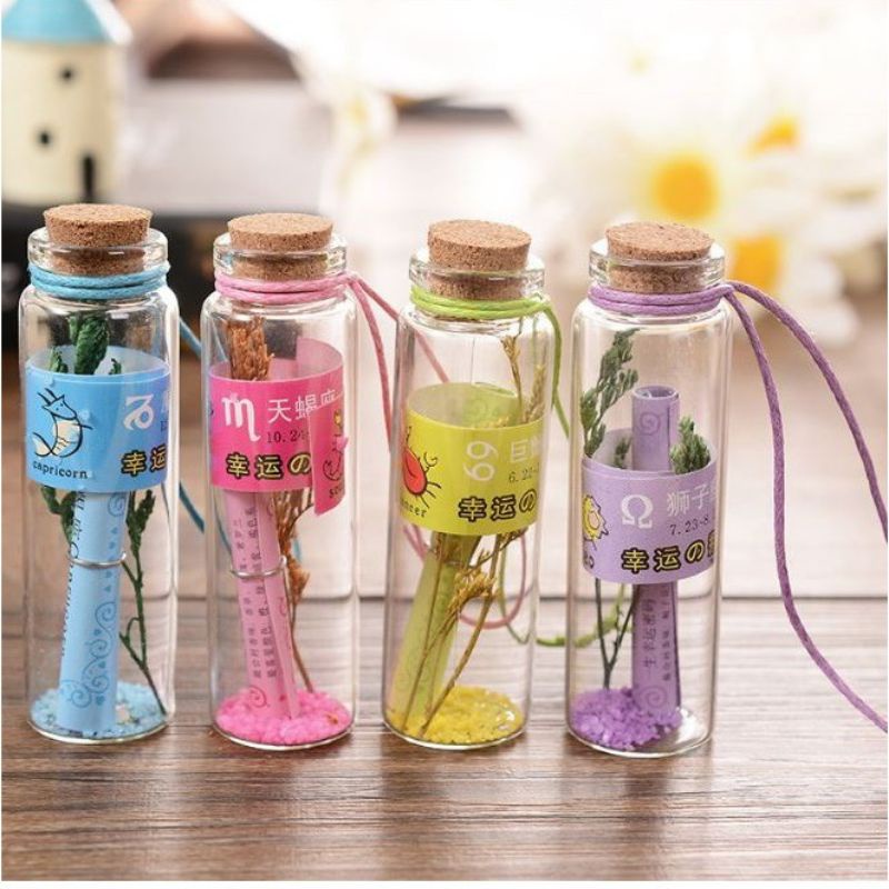 Lọ ước nguyện may mắn cung hoàng đạo màu sắc/ Lọ điều ước thủy tinh các chòm sao 7*2 cm quà tặng cho bé