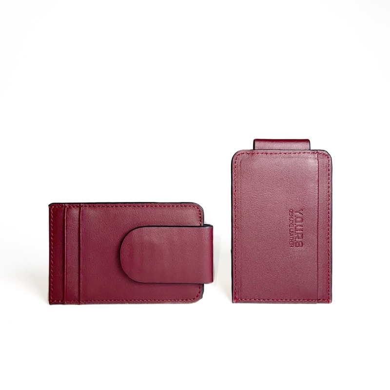 Ví kẹp tiền nam châm da thật YOURS, ví kep tiền có ngăn đựng thẻ, ví khắc tên theo yêu cầu