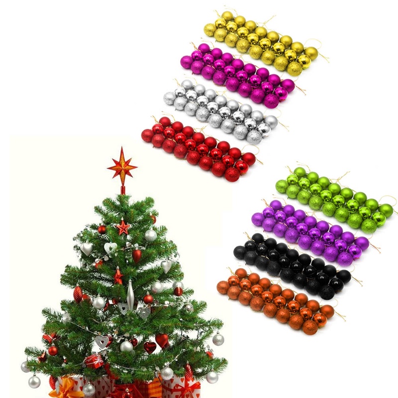 Set 24 Trái Châu Lấp Lánh Trang Trí Cây Thông Noel