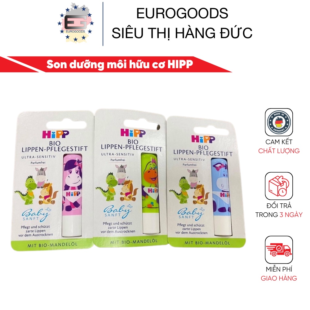 Son dưỡng môi cho bé ⚡ CHUẨN AUTH ⚡ Son dưỡng môi hữu cơ HIPP 4,8 g cho bé- Hàng Đức Đủ bill