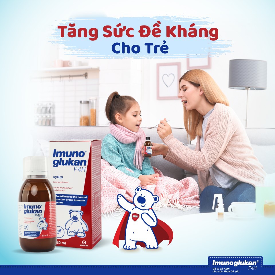 Tăng đề kháng cho bé Siro Imunoglukan P4H Giúp tăng cường hệ miễn dịch nâng cao sức đề kháng Chai 120ml