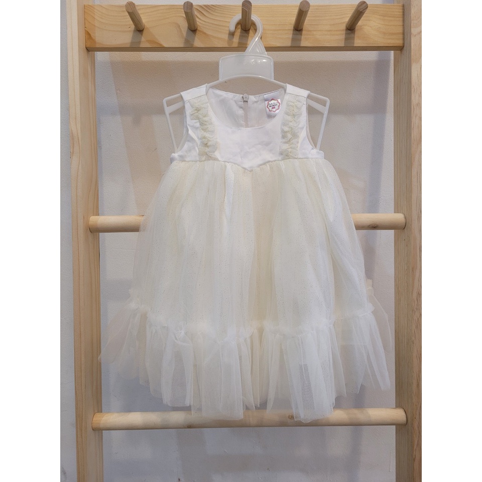 ĐẦM CÔNG CHÚA VOAN TRẮNG ĐÍNH REN NGỰC CHO BÉ GÁI