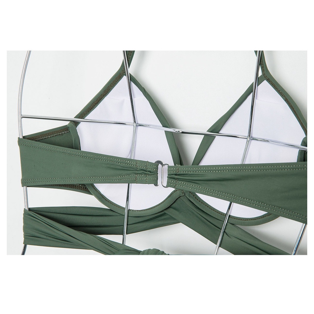 DUNEA Bộ Đồ Bơi Bikini Hai Mảnh Có Giá Đỡ Bằng Thép Màu Xanh Quân Đội Dành Cho Bạn Nữ DUNEA818