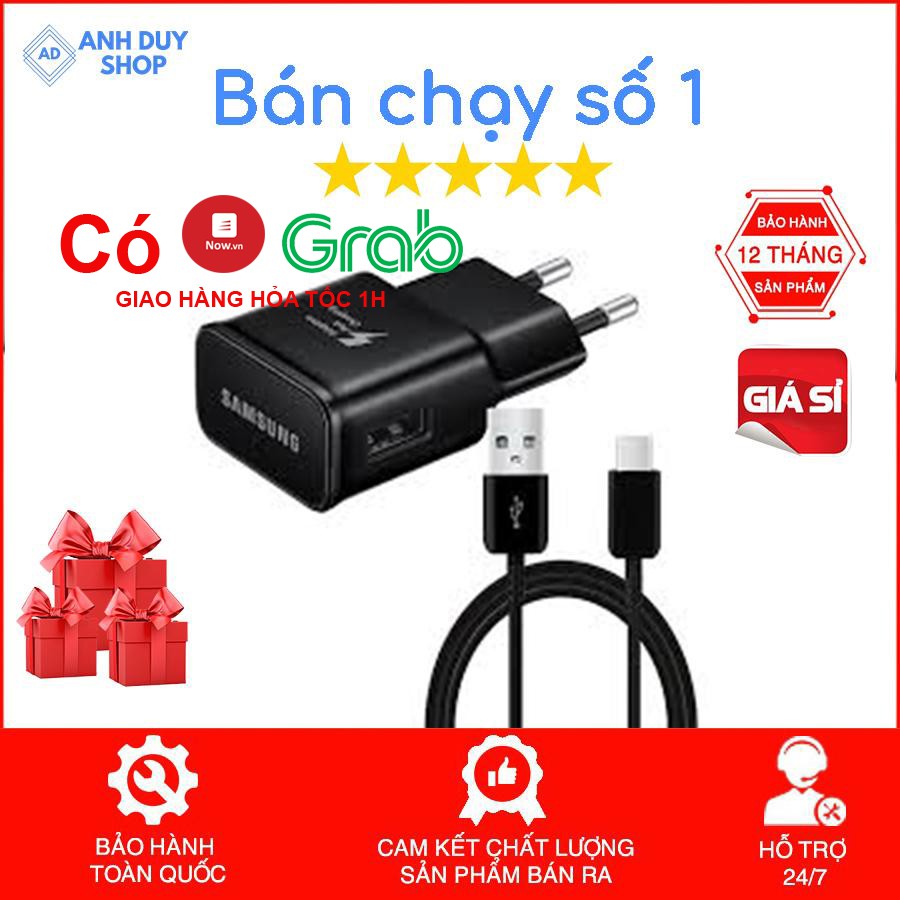 Bộ sạc nhanh Samsung chính hãng 15w Note 8 Note 8+ S10+ S10e Note 9 Note FE S9 S8 sạc nhanh 3.0 chân Type C Usb