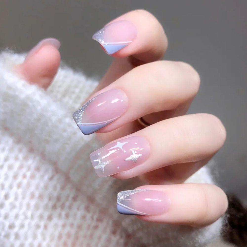 Miếng Dán Trang Trí Móng Tay Màu Xanh Dương / Đen / Xanh Lá Kiểu Pháp