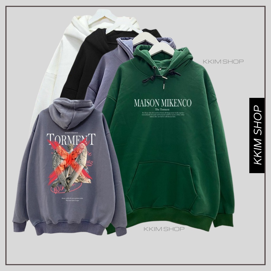 Áo Nỉ HOODIE MIKENCO TORMENT, Áo hoodie XANH LÁ unisex nam nữ form rộng oversize chất liệu Nỉ bông cao cấp KKIM SHOP
