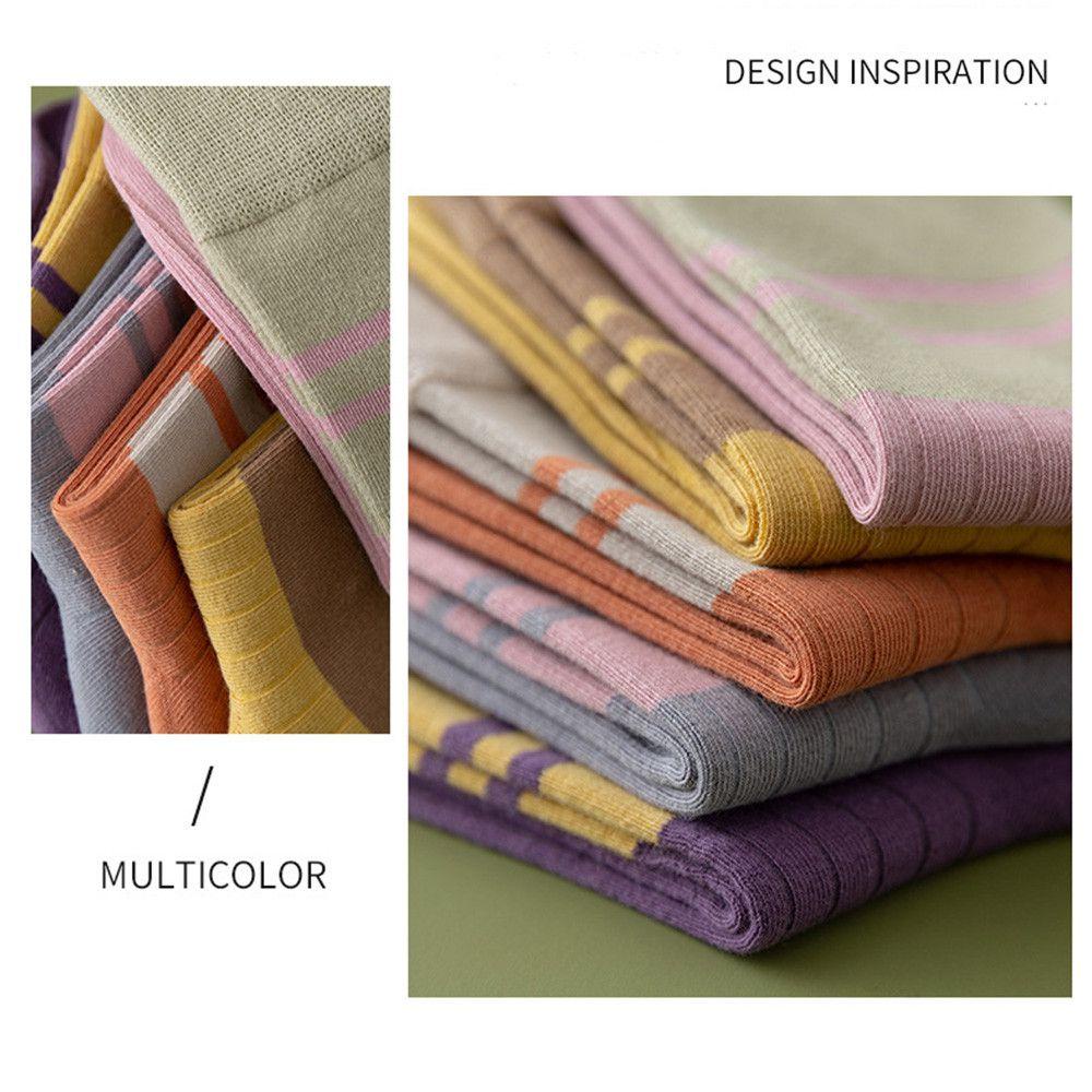 Vớ Cotton Thoáng Khí Họa Tiết Kẻ Sọc Thời Trang Thu Đông