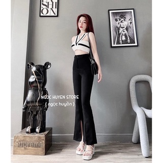 [Quần tây bigsize 50kg đến 90kg] Quần ống loe xẻ cạp cao