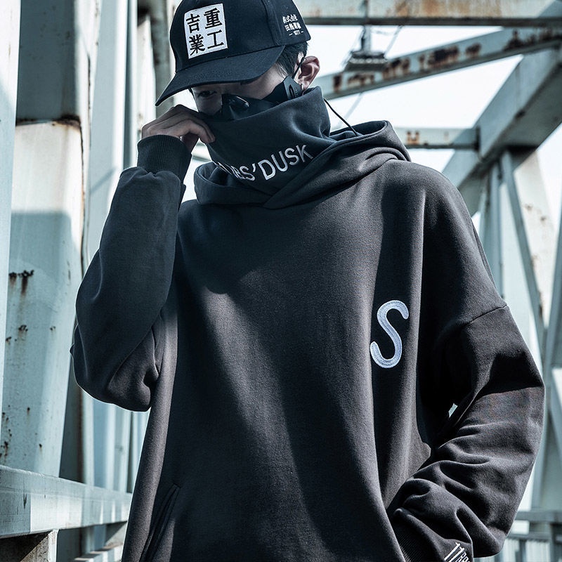 Áo sweater Cổ Cao Lót Nhung Dày Dặn Dáng Rộng Phong Cách hip hop Thời Trang Mùa Đông Cho Nam nec