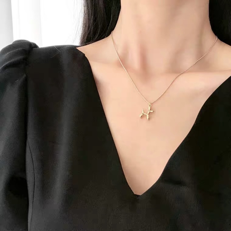 Dây Chuyền Mạ Vàng Hồng / Vàng Hồng 18K Mặt Hình Cún Con Dễ Thương Phong Cách Mori Hàn Quốc