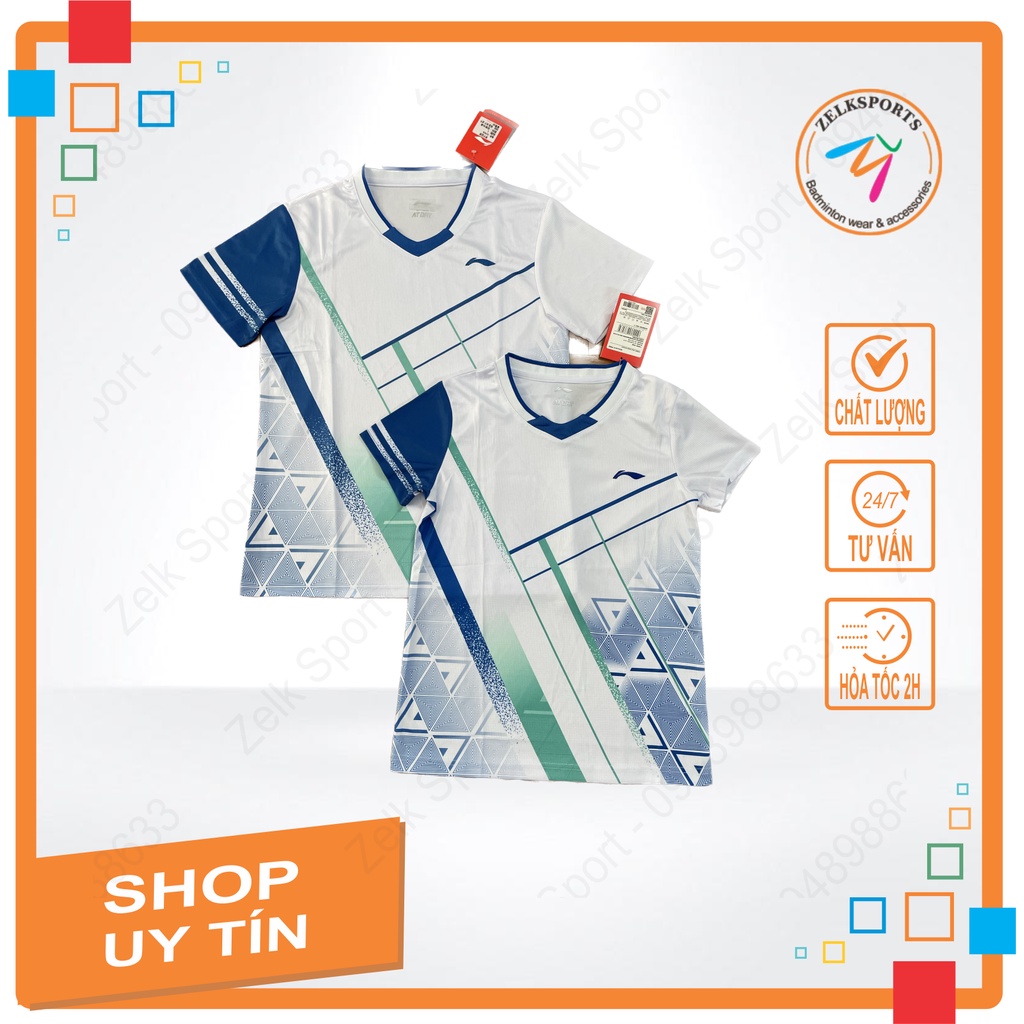 Áo cầu lông Lining 6240 Trắng (nam,nữ)