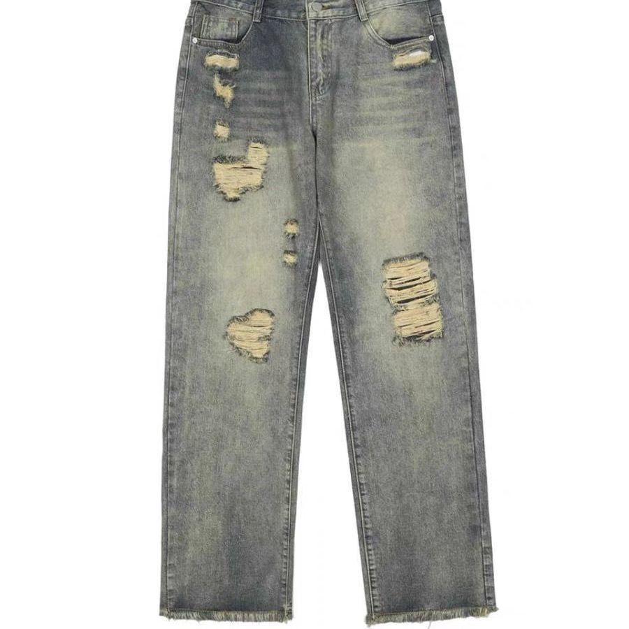 Quần Jeans Dài Phối Vết Rách Thời Trang Cá Tính Cho Nữ