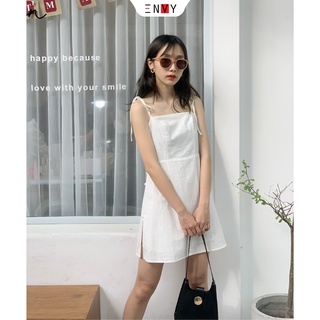 Đầm hai dây linen cotton ENVY D43 xẻ tà một bên