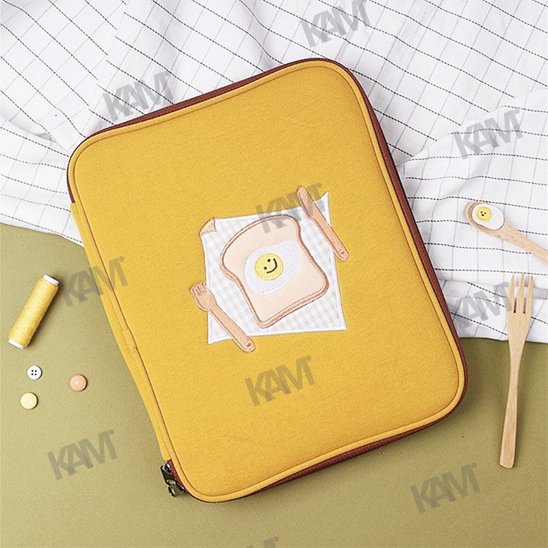 Túi Đựng Máy Tính Bảng A4 9.7 / 10.2 / 12.9 Inch Chống Sốc Thêu Họa Tiết Phong Cách Hàn Quốc