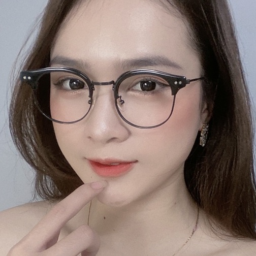 Gọng Kính Cận, Kính Giả Cận Nam Nữ, Mắt Clubmaster Full Đen, Vàng Hồng Hàn Quốc - BLUE LIGHT