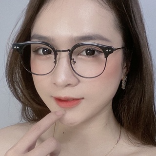 Gọng Kính Cận, Kính Giả Cận Nam Nữ, Mắt Clubmaster Full Đen, Vàng Hồng Hàn Quốc - BLUE LIGHT