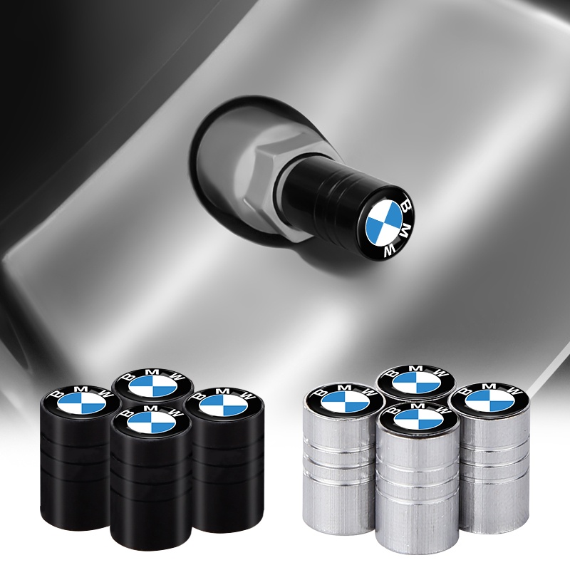 Bộ 4 Nắp Van Khí Bánh Xe Hơi Bằng Nhôm Màu Đen / Bạc Cho BMW E61 E90 E82 E70 E71 E87 E88 E89 X5 X6