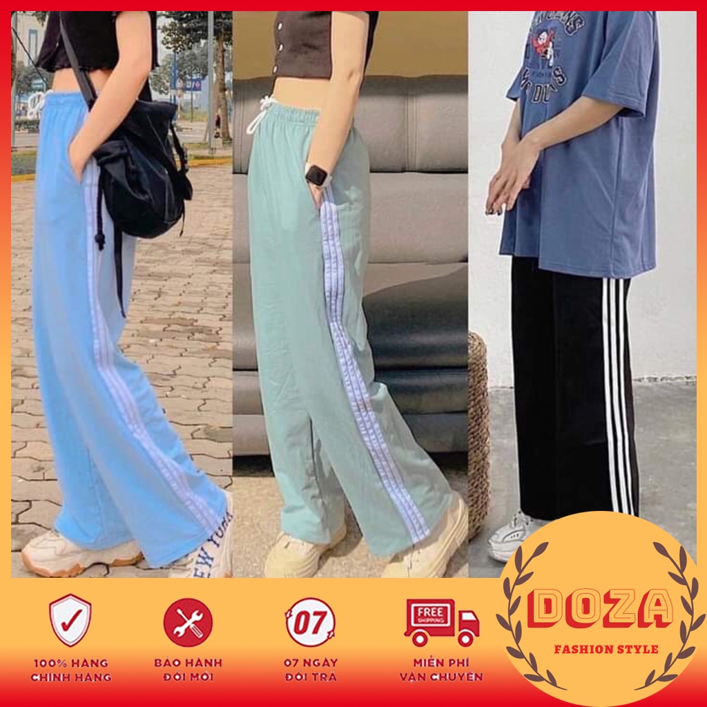 Quần Thể Thao Basic 3 Sọc Ống Rộng Unisex Hottrend Thể Thao Năng Động